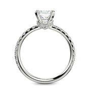 Sylvie Emerald Cut Pave Hidden Halo 4 Prong Claw Set Engagement Ring Setting - Nivetta